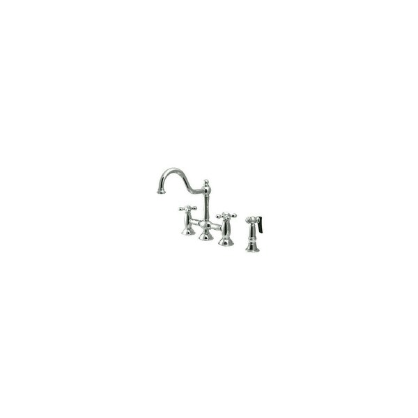 Elements Of Design Es3791ax Double Handle Bridge Kitchen Faucet With Metal Cross Handles Sidespray From The New Orleans Series