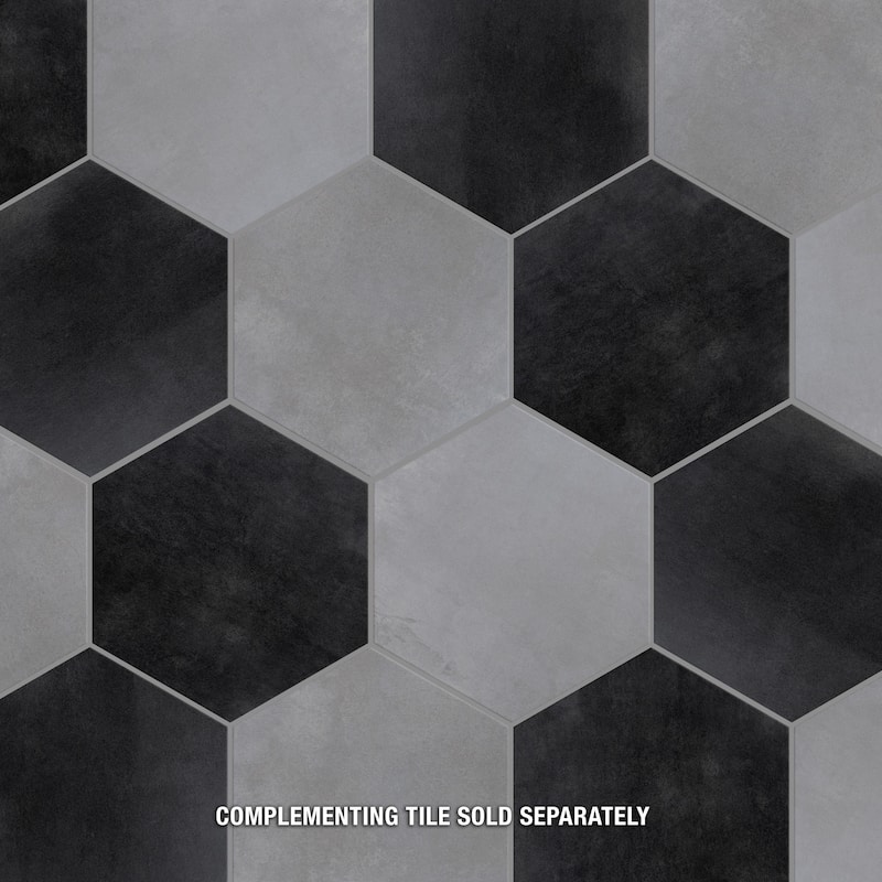 Merola Tile Industrial Hex Black 8-1/2" x 9-7/8" Porcelain Floor and Wall Tile