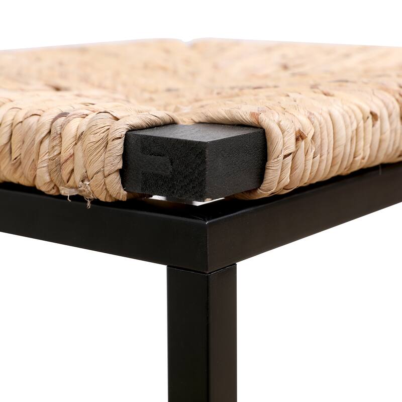 Set of 2 Water Hyacinth Woven Bar Stools