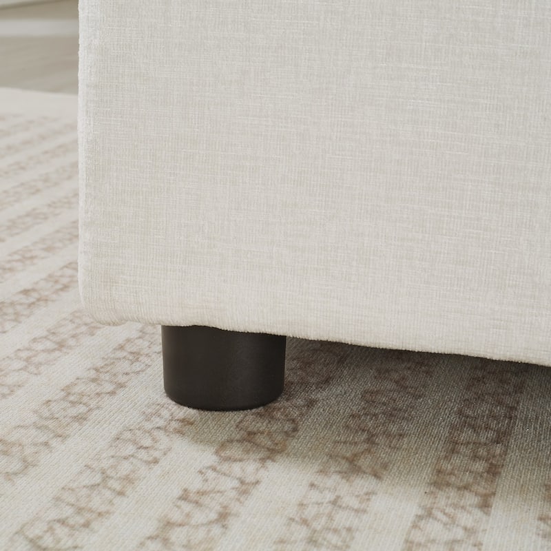 103.54" L-Shaped Sectional Sofa with Storage and Movable Ottoman