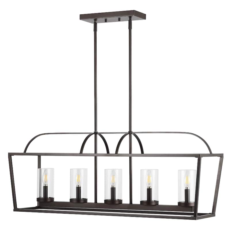 SAFAVIEH Lighting Lavada 38" Modern & Contemporary Chandelier (5-Bulb) - 38" W x 10" D x 53" H - Oil Rub Bronze