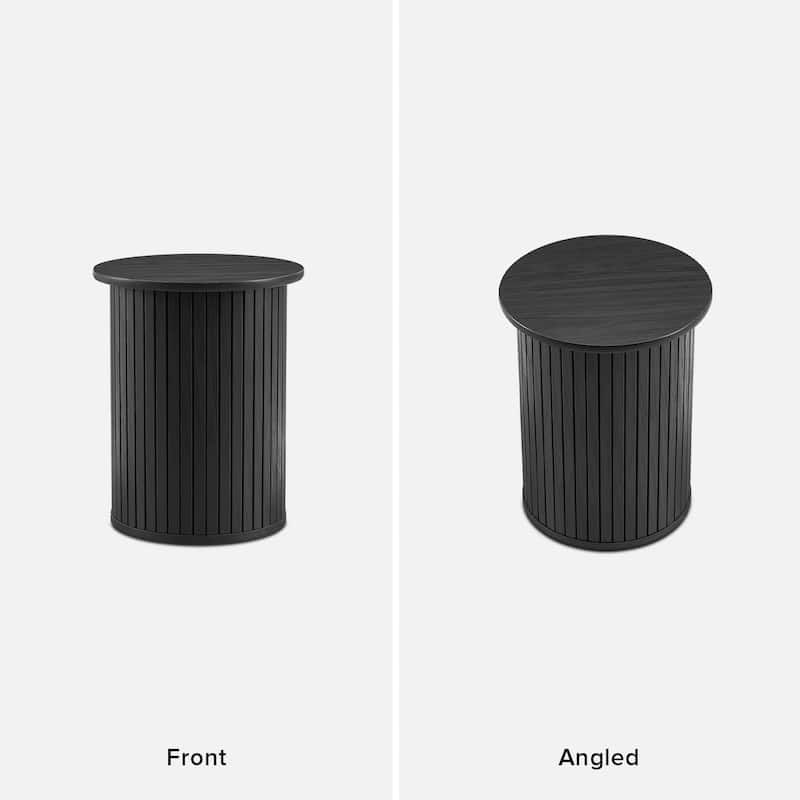 mopio Quin Pedestal Side Table, Tambour Round Fluted End Table
