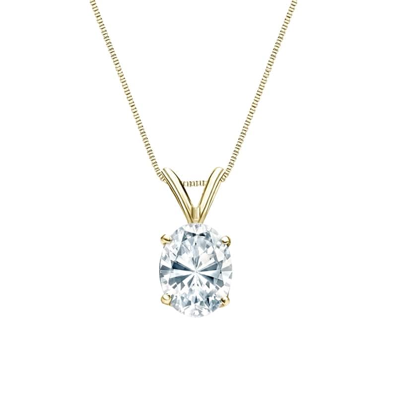 Auriya 14k Gold 1.00ctw Oval Solitaire Lab Grown Diamond Necklace 4-Prong Basket (F-G VS) - 1 - Yellow