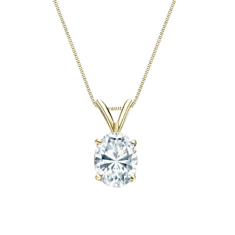 Auriya 14k Gold 1.75ctw Oval Solitaire Lab Grown Diamond Necklace 4-Prong Basket (H-I VS) - 1.75 - Yellow