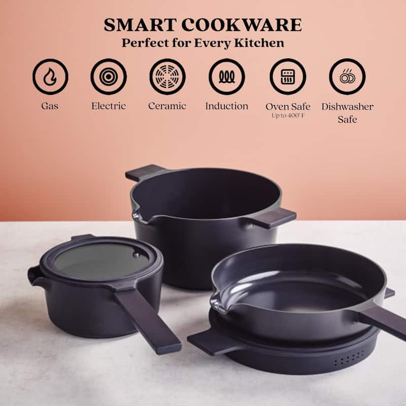 Alva Neat 5-Piece Recycled Aluminum Nonstick Cookware Set, PFAS Free