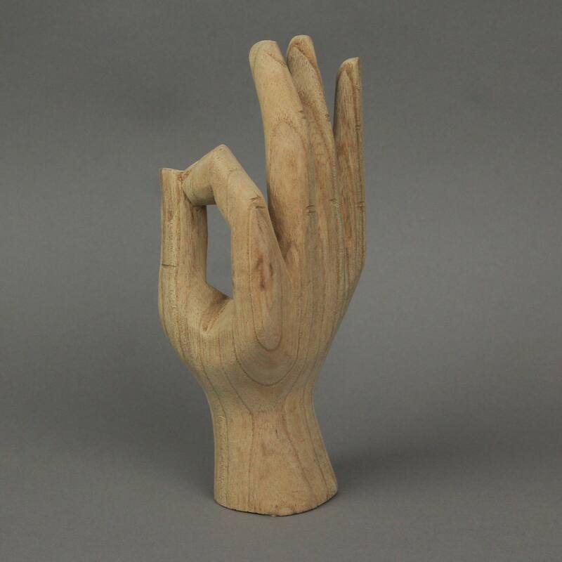 Zeckos Carved Wooden A-Ok Hand Gesture Statue 8 Inches High - 8 X 3.25 X 2.25 inches