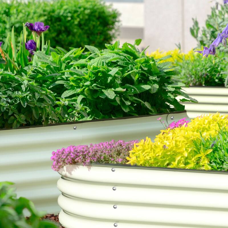 VEIKOUS Modular Metal Raised Garden Bed, Corrosion-Resistant Steel, Outdoor Planter Box for Vegetables, Flowers & Herbs