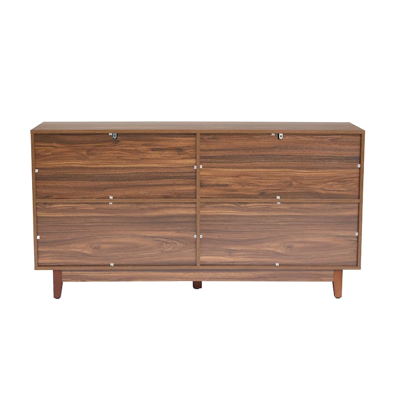 Wood TV Stand for up to 60" TVs with Four Rottan Doors