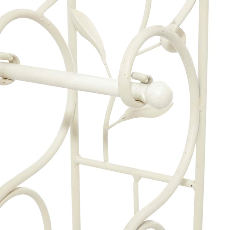 Metal Scroll Toilet Paper Holder with Space to Hold 3 Rolls - Cream - Roche River Decor - 6"W x 8"L x 24"H