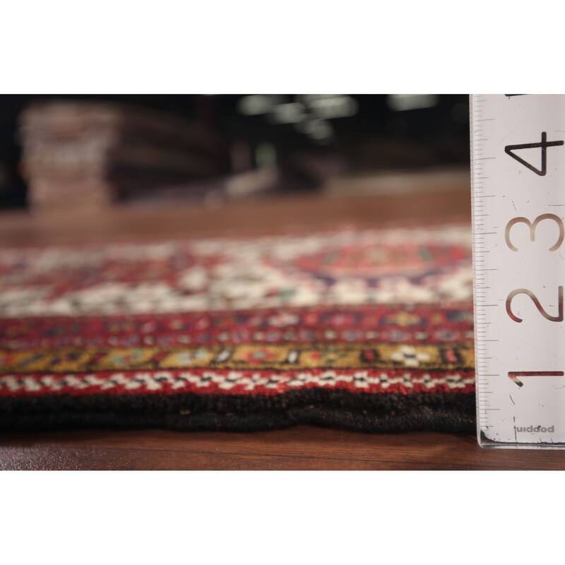 Tribal Gharajeh Persian Runner Rug Handmade Beige Wool Carpet - 2'7"x 9'7"