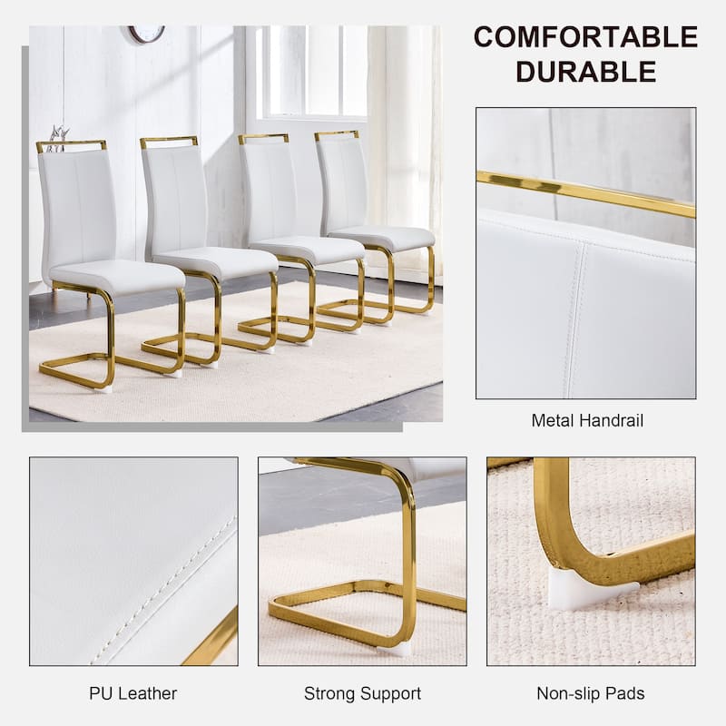 Modern Dining Chairs with Golden C-shaped Tube Metal Legs
