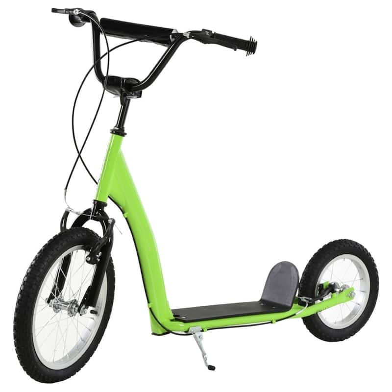 Adjustable Height Balance Training Scooter with Soft Grip Handlebar and Sturdy Rubber Wheels for Kids - Green
