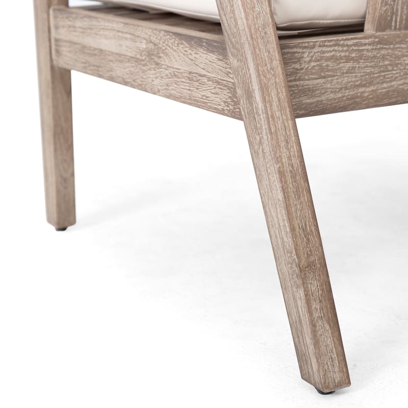 Outdoor Acacia Wood Patio Club Chair with Waterproof Thick Cushion
