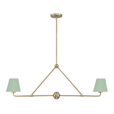 Xavier 2 Light Vibrant Gold and Green Chandelier - 42"W x 15"H x 6"D