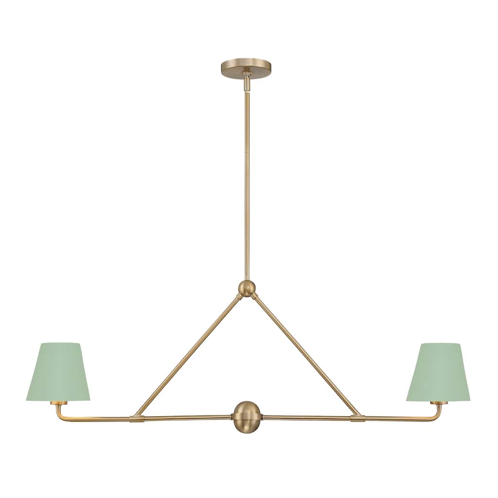 Xavier 2 Light Vibrant Gold and Green Chandelier - 42"W x 15"H x 6"D
