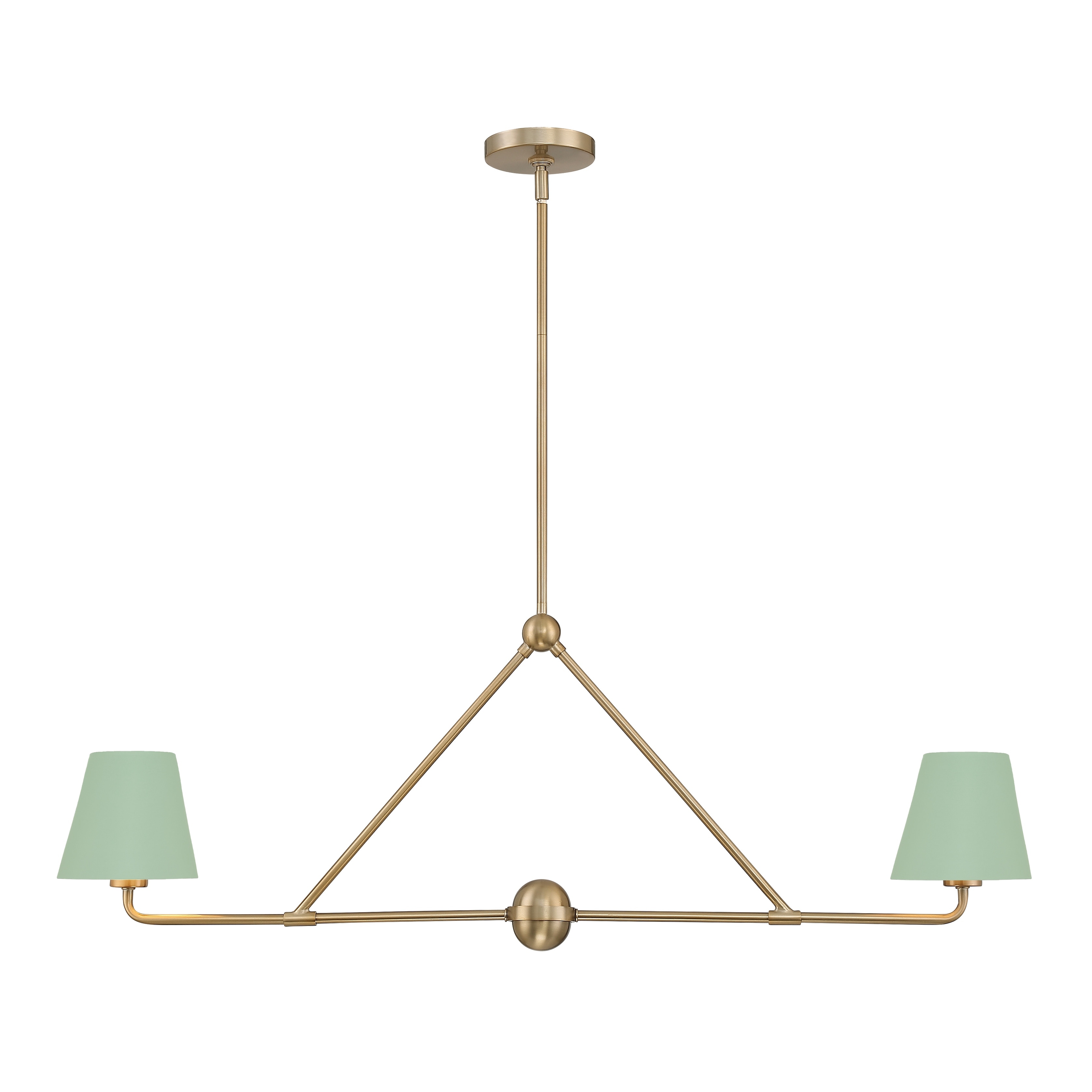 Xavier 2 Light Vibrant Gold and Green Chandelier - 42"W x 15"H x 6"D