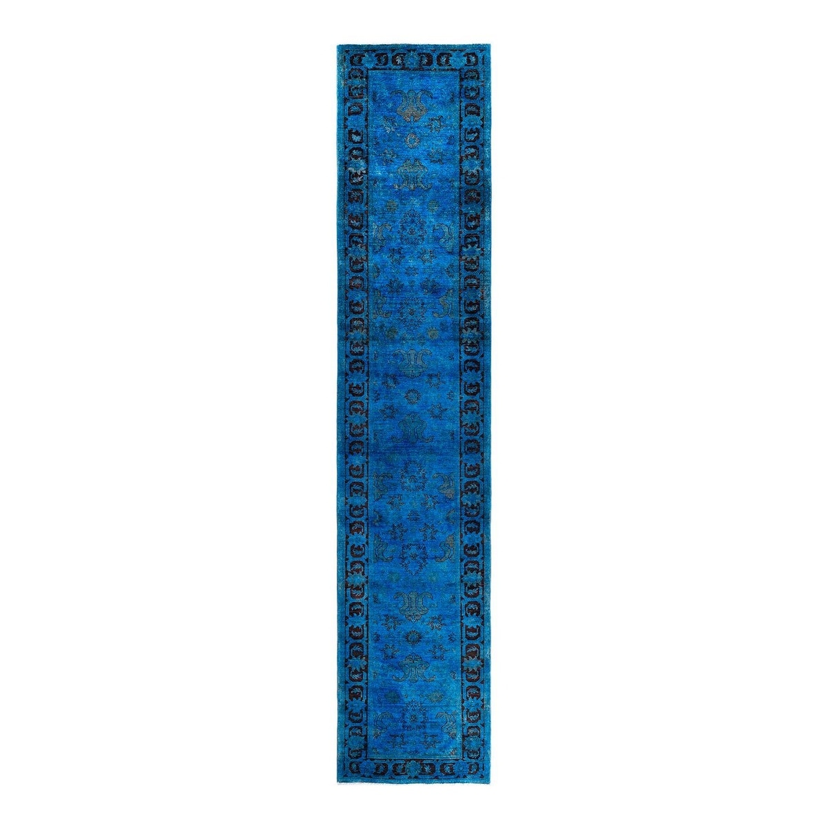 Contemporary Overdyed Wool Hand Knotted Runner - 3' 1" x 15' 5"