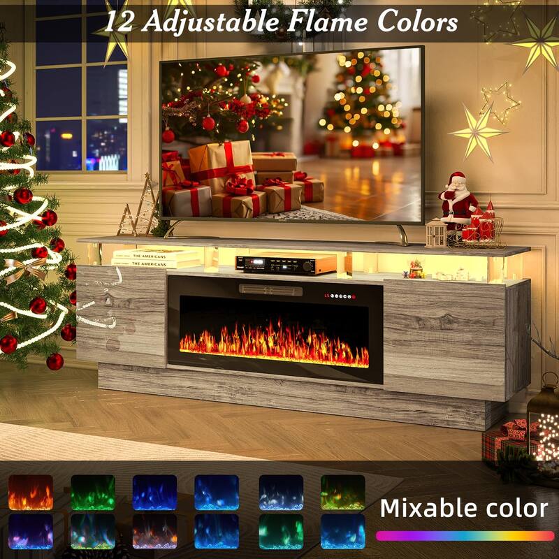 BOSSIN 70 Fireplace TV Stand with 36 Electric Fireplace