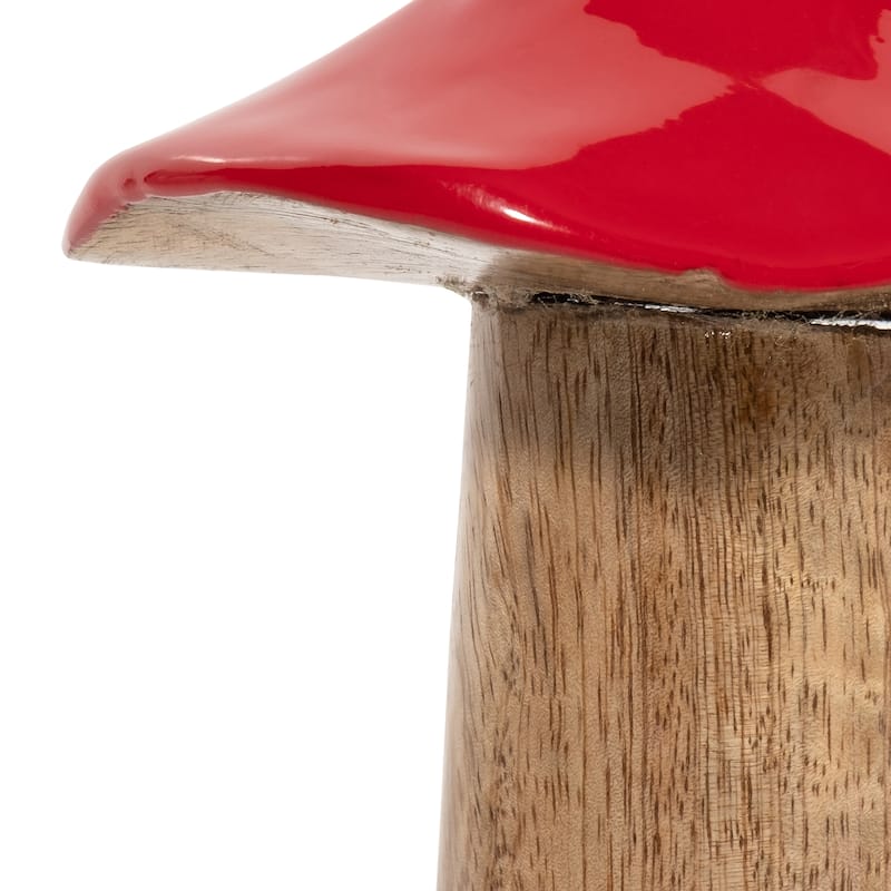 Sagebrook Home Wood Red Toadstool Mushroom Wood Figurines, Adds a Touch of Nature's Elegance to Home Decor