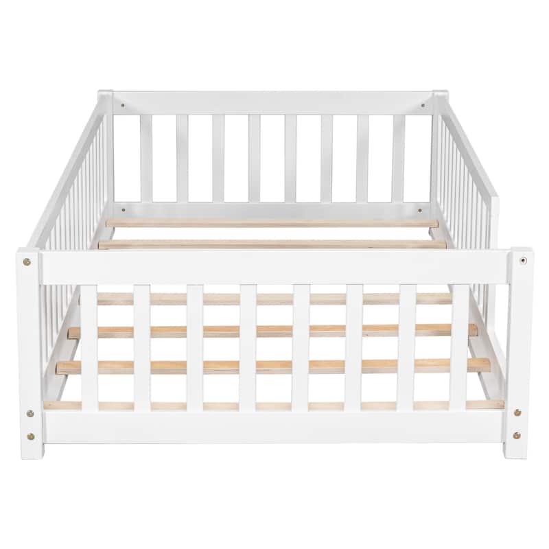 Floor Platform Bed with Fence without Door