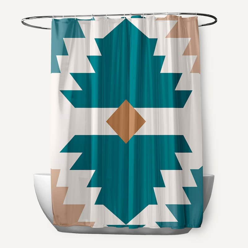 Mesa Geometric Print Shower Curtain (71 x 74) - Teal