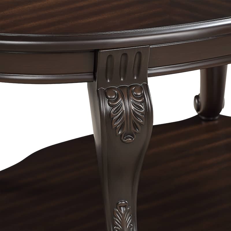 22'' Two Tone Round End Table,Solid Wood Sofa Side Table with Shelf,Living Room Corner Table Easy Assemble