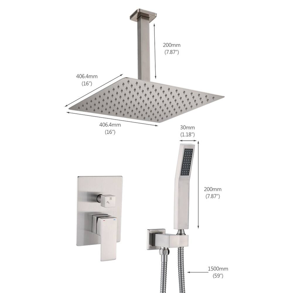 YASINU 2 Function Ceiling Mounted Square Rainfall Shower Head Bathroom Shower System Sets