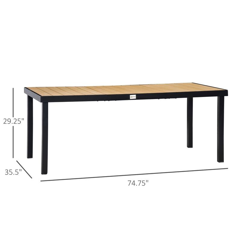 Outsunny Patio Dining Table for 8, Rectangular Aluminum Outdoor Table for Garden Lawn Backyard
