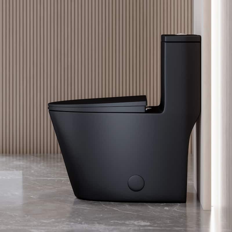 Antibes One Piece Elongated Dual Flush Toilet With 0.95/1.26 Gpf In Matte Black - 27.4" x 16.15" 16.05"