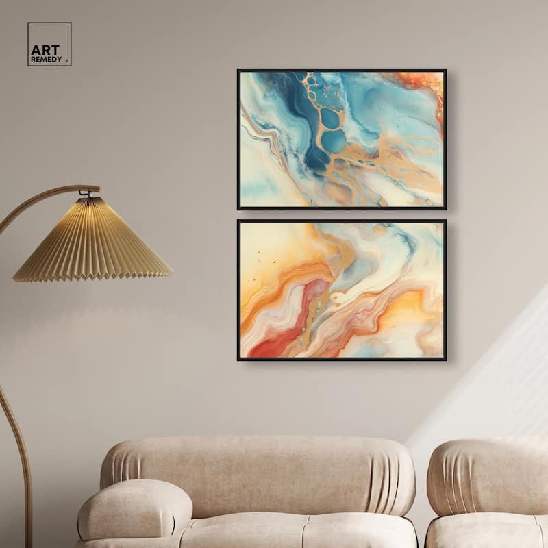 Marbled Sunrise I Canvas Set of 2 by Art Remedy