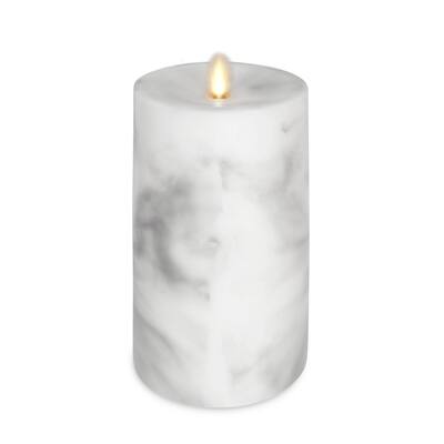 LUMINARA - Marble Flameless Candle Pillar - Recessed Top Unscented - 3.0" x 6.5"