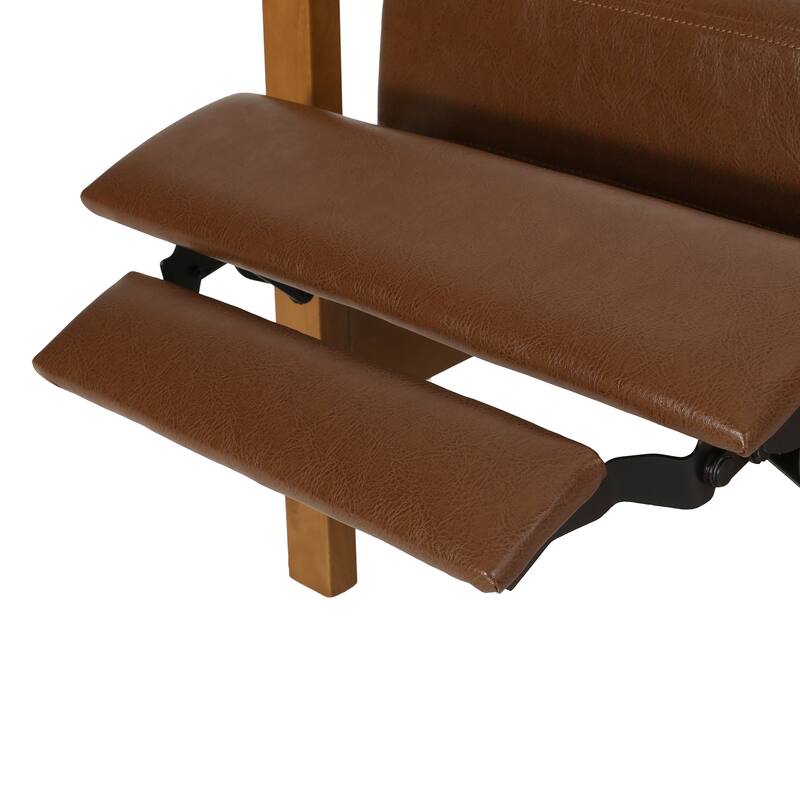 Small Wood Frame Recliner Club Chair with Retractable Footrest Living Room Lounge Armchair Upholstered Reading Chair for Bedroom