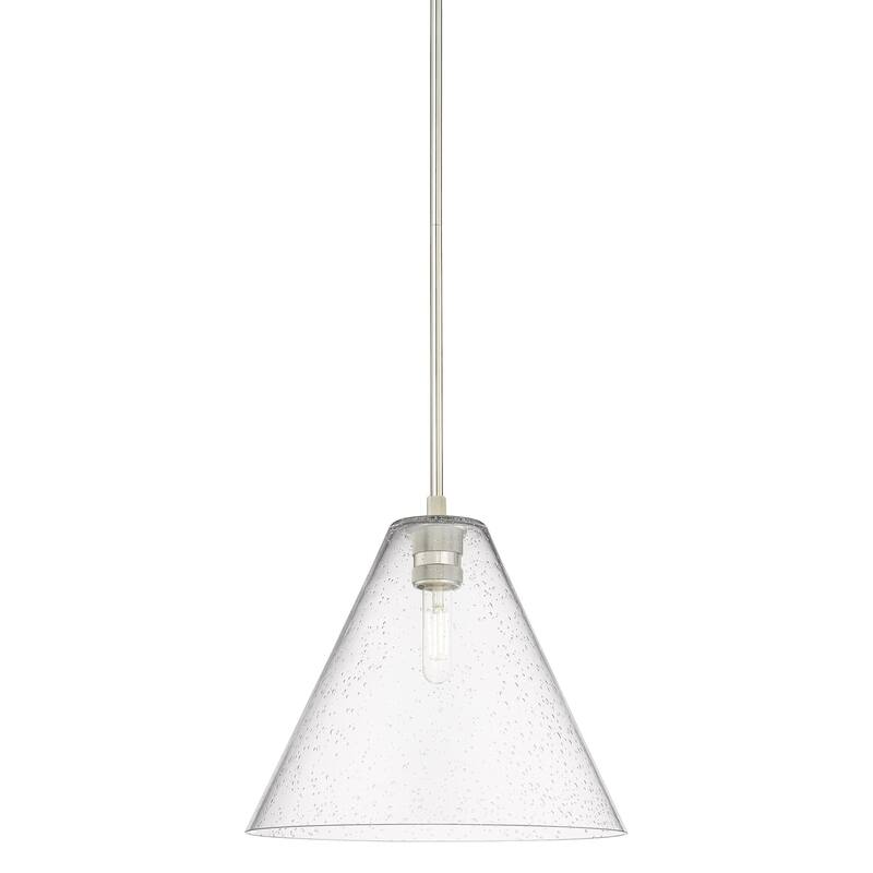 Innovations Lighting 434-1S-11-12 Crown Point Pendant Cone Crown Point - Polished Nickel / Seedy