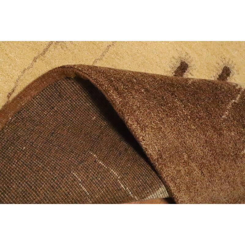 Hand Knotted Oriental 100% Wool Carpet Modern Modern Beige & Ivories Gabbeh Area Rug - 5' 11'' X 4' 1''
