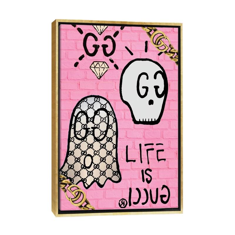 iCanvas "Life Is Gucci" by Julie Schreiber Framed Canvas Print - Gold - 26x18