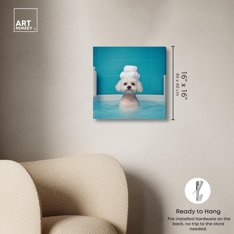 Fluff in the Tub Canvas by Art Remedy, Gallery Wrapped