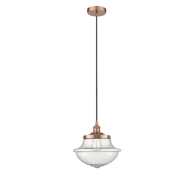 Innovations Lighting Oxford - 1 Light 12" Cord Hung Mini Pendant - Antique Copper/Seedy