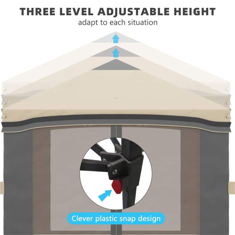 Steel Polyester Pop-Up Outdoor Gazebo Three-level Adjustable Legs - 114.5" L x 114.5" W x 114.25" H