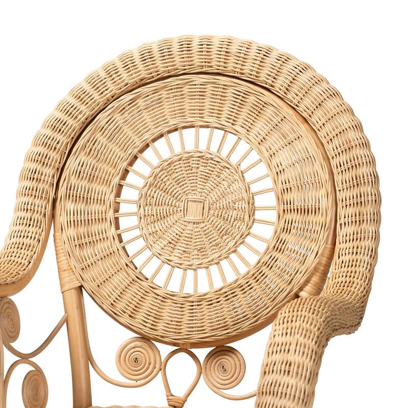 Putri Modern Bohemian Natural Rattan Arm Chair
