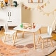 preview thumbnail 4 of 13, Kids Table and Chair Set, 3 Pcs Wooden Play Table and 2 Cute Rabbit Chairs, Solid Wood Legs, Space-Saving