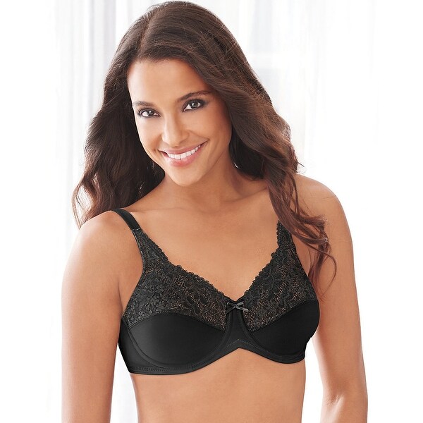 Lilyette by Bali Tailored Minimizer Bra with Lace Trim. Opens flyout.