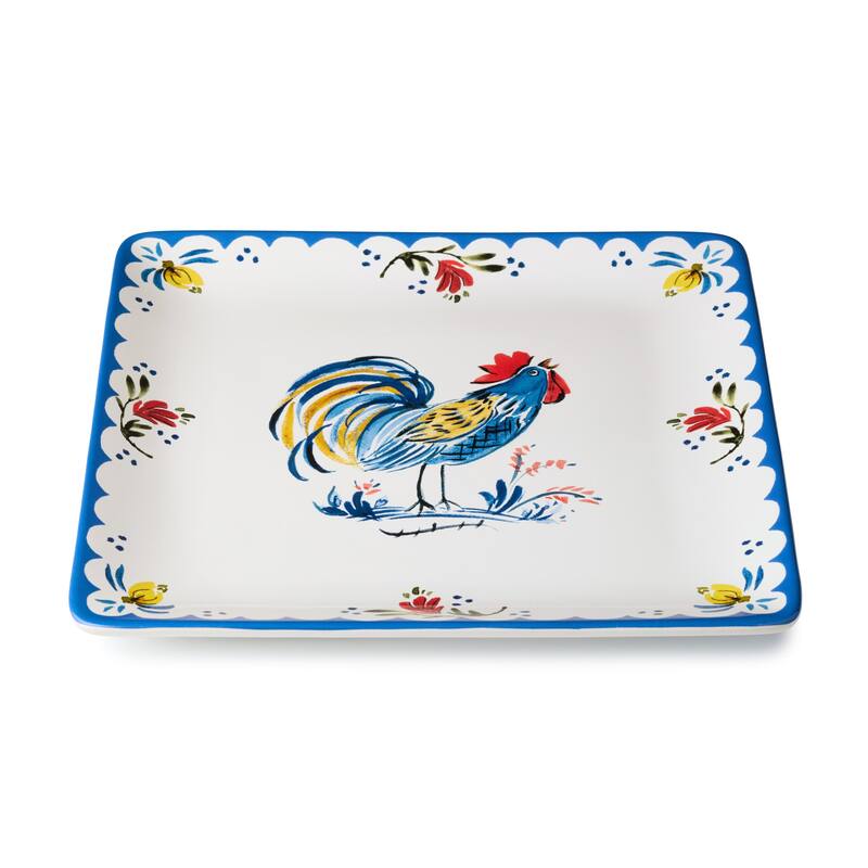 Certified International French Rooster Square Platter 12.5" - 12.50"L x 12.50"W x 1.25"H