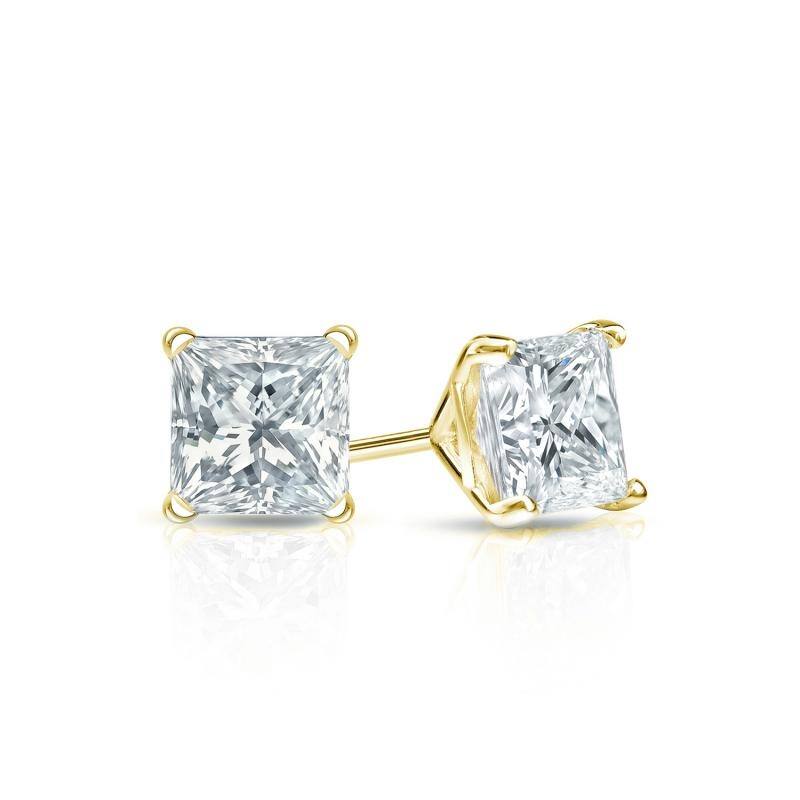 Auriya 18-karat Gold Lab Grown 0.40 carat TDW Princess Diamond Stud Earrings 4-Prong Martini Push-back