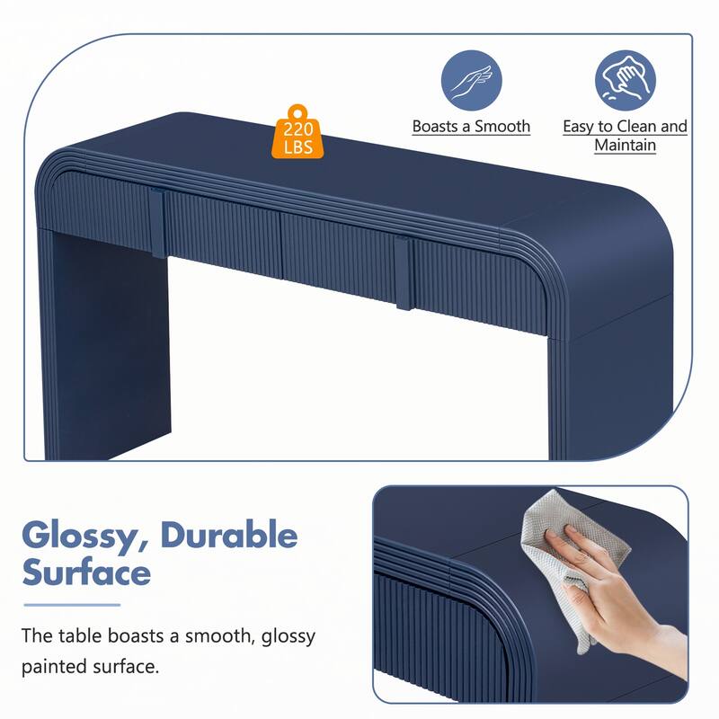 Modern Console Table with 2 Storage Drawers(Navy Blue)