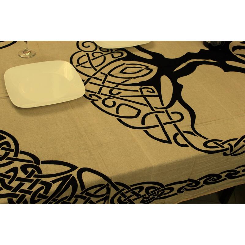 Cotton Celtic Tree of life Tablecloth Rectangle with Fringes