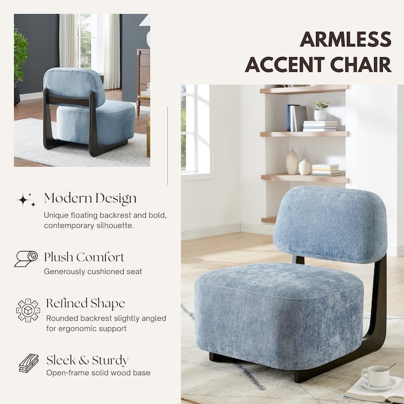 Roundhill Furniture Solara Modern Accent Chair with Solid Wood Frame