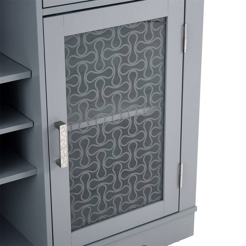 Modern Farmhouse Buffet Cabinet with 2 Drawers and Elegant Glass Door