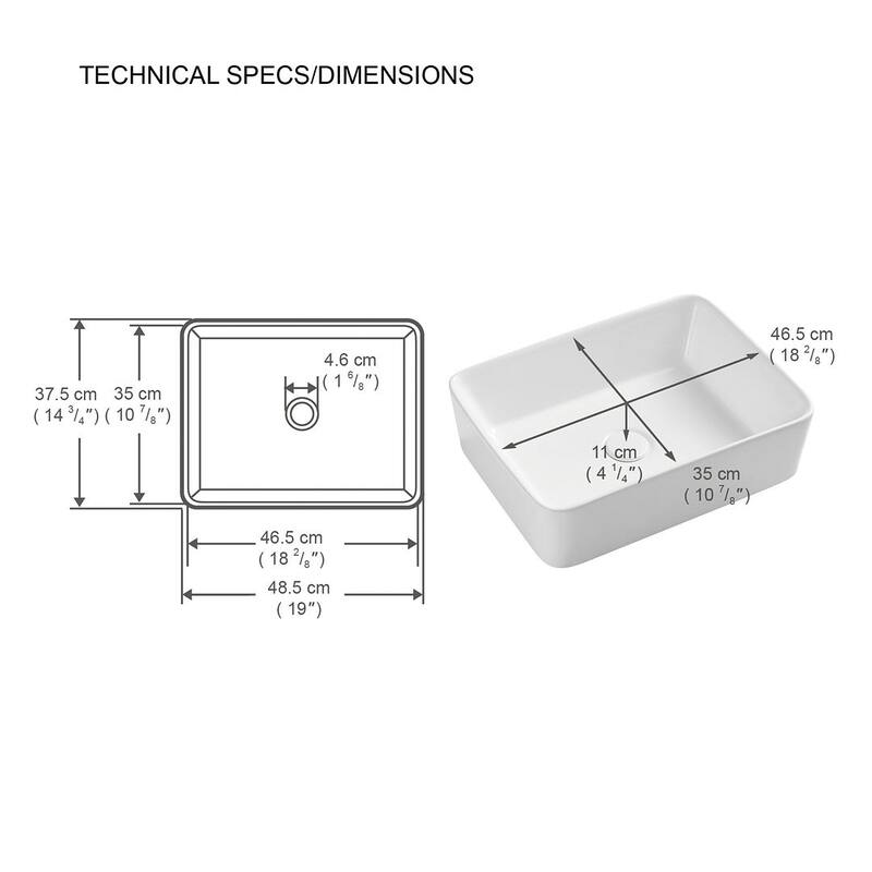 Eridanus 19" x 15" Rectangular Countertop Bathroom Vessel Sink