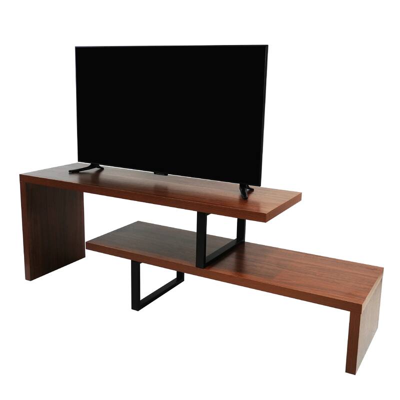 Orford Minimalist Modern MDF Wooden Shelves TV Console Entertainment Stand with Iron Legs Low Maintenance