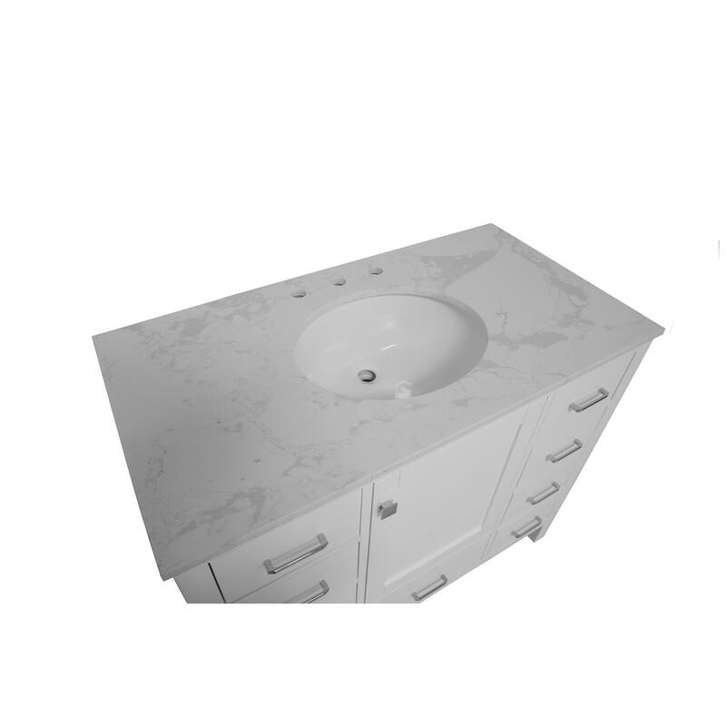 KitchenBathCollection Horizon 42" Bathroom Vanity with Engineered Carrara Top